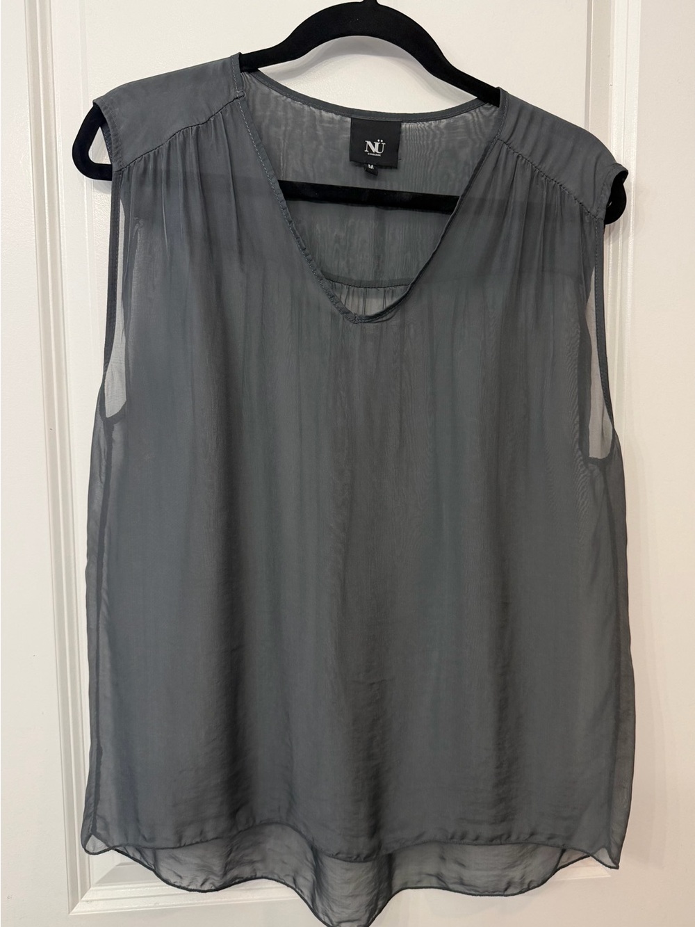 NU Sheer Sleeveless V-Neck  Camisole in Gray